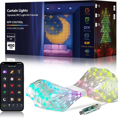Rideau Lumineux LED Intelligent – Design lumineux personnalisable via APP
