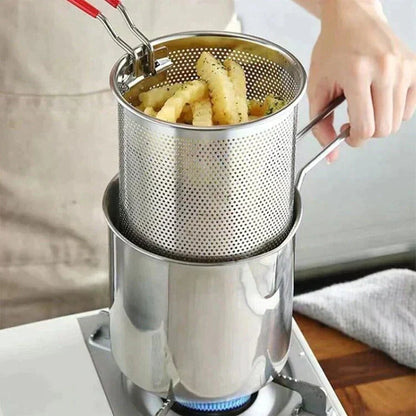 🍟🍤 -60% ! 🥘Friteuse Multifonctionnelle en Acier Inoxydable 304 – Anti-Éclaboussures, Économe en Huile & Polyvalente.