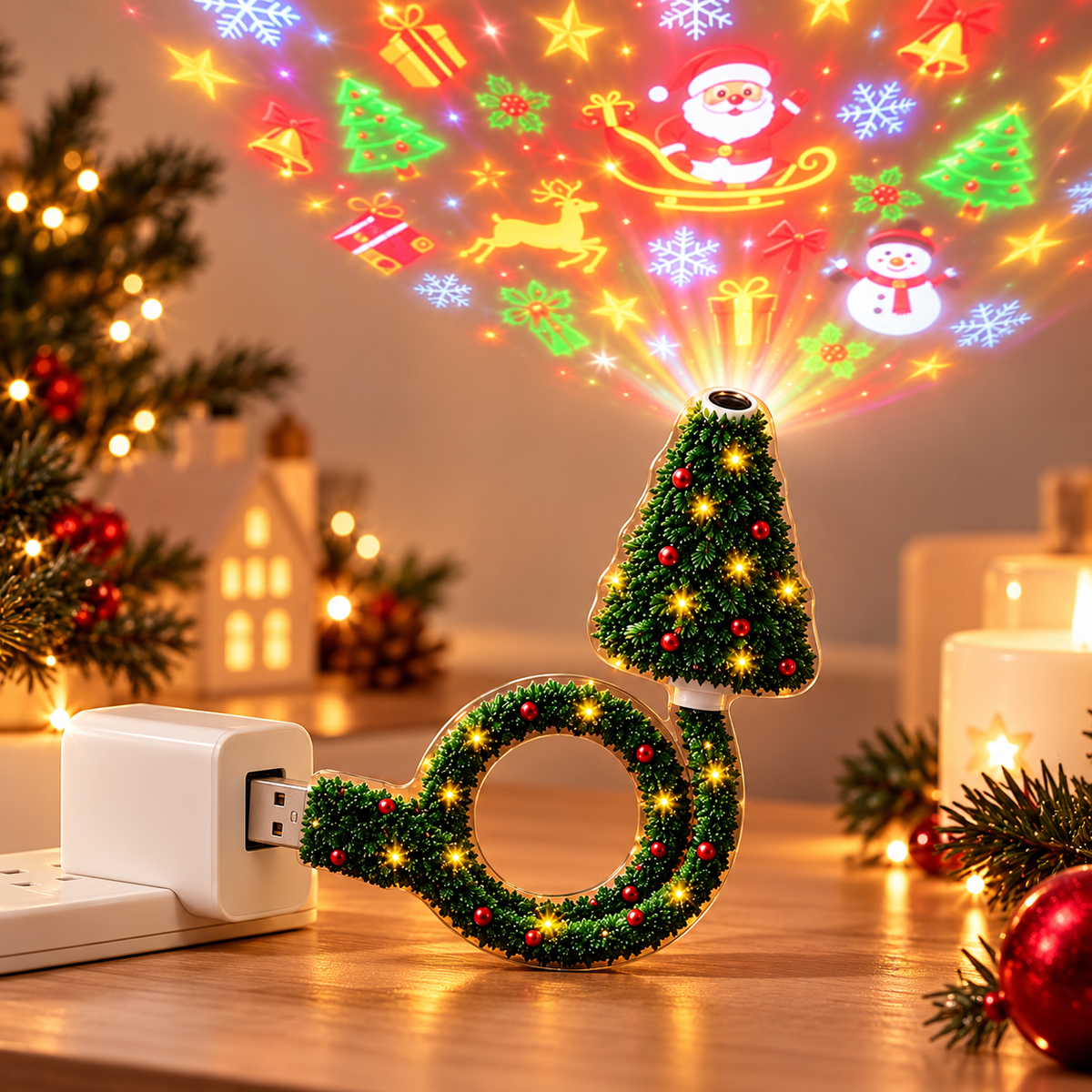 Projecteur USB HD JulGlow – L'esprit magique de Noël en quelques secondes
