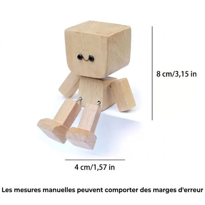 Charmante petite figurine en bois basculante avec 12 expressions magnétiques