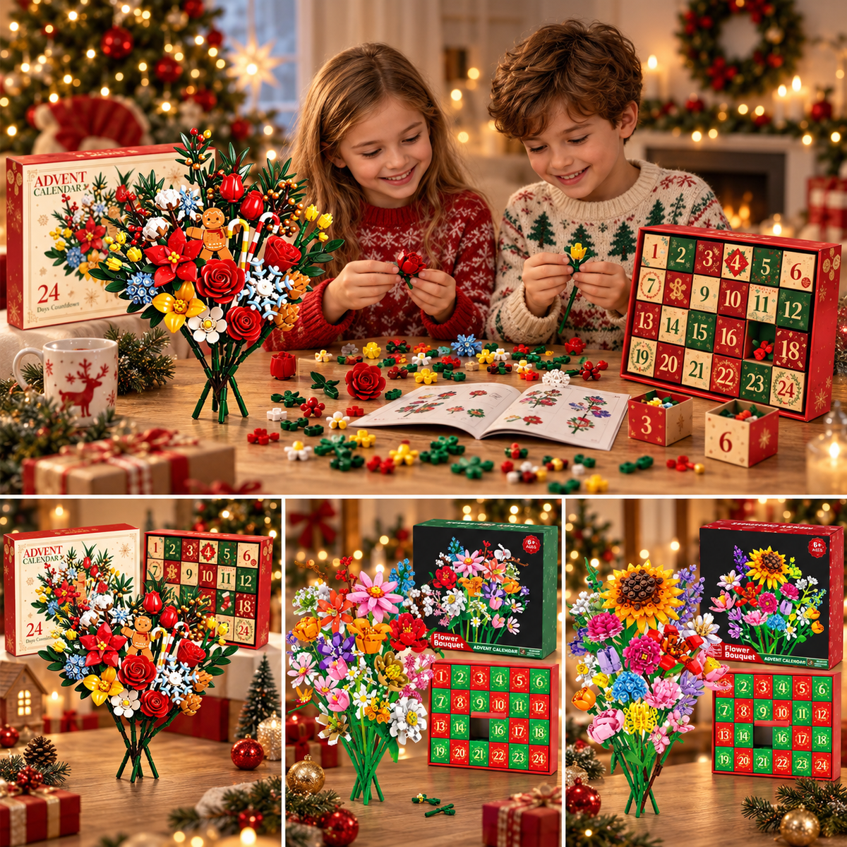 Calendrier de l'Avent Bloom & Build – Construisez votre propre bouquet magique pour Noël