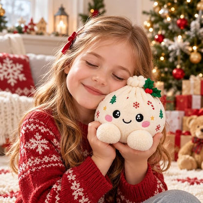 Peluches Dumplings de Noël – Peluches douces avec motifs festifs & jolie boîte vapeur