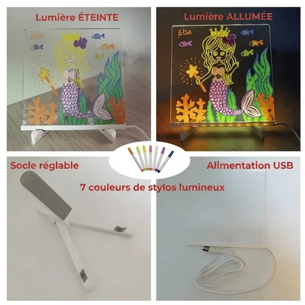 DoodleGlow™️ Tablette à dessin LED