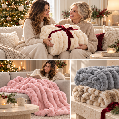 Plaid nuage en fausse fourrure de lapin – Extra grand et luxueusement doux avec effet bulles