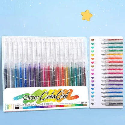 Lot de stylos gel à paillettes anti-bavures