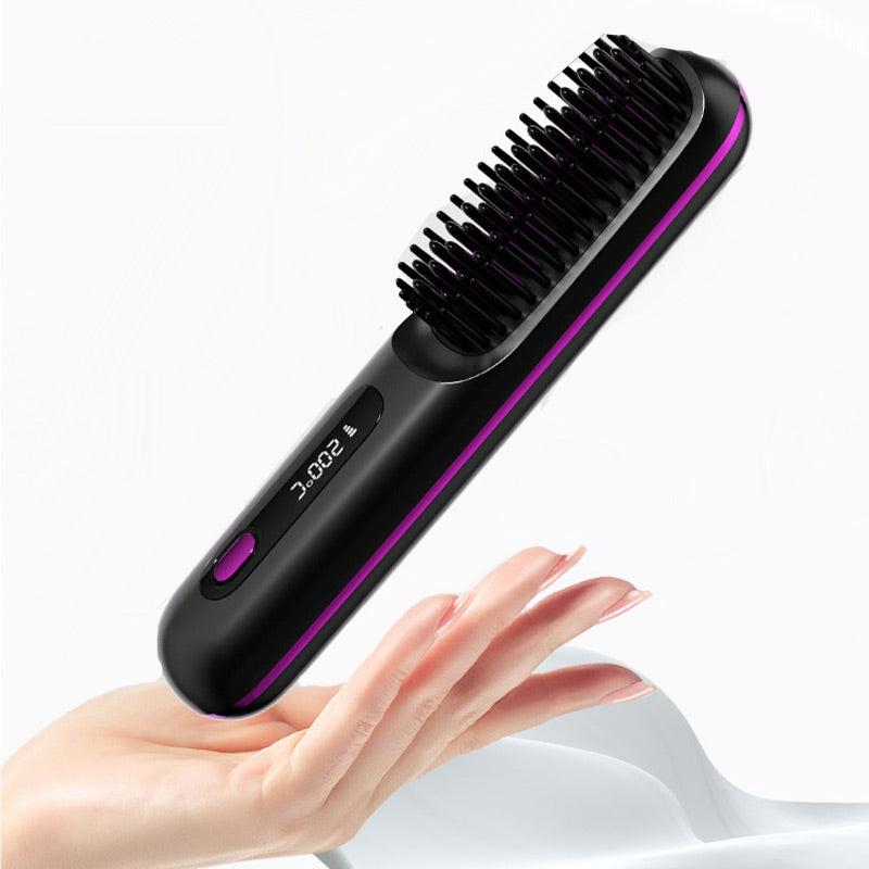 Peigne lisseur chauffant en céramique sans fil